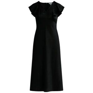 Excellent Condition, SZ M, Satin Midi Dress, Black